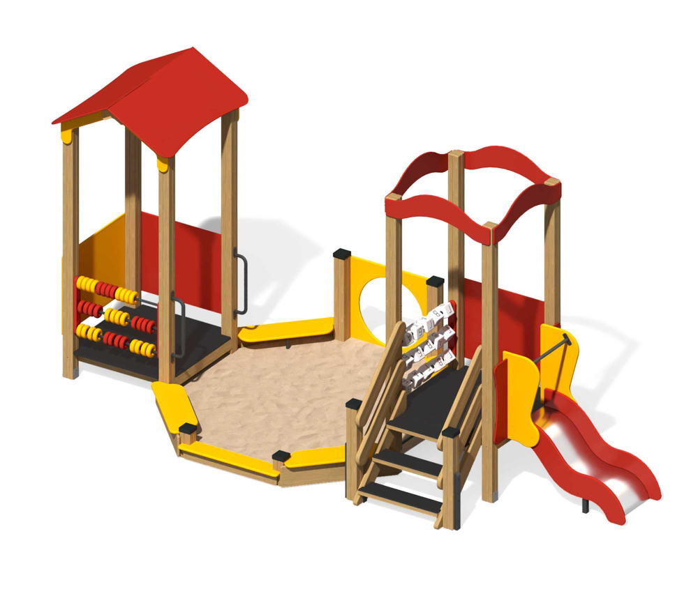 Песочный дворик "Городок" с горкой